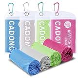 CADONO 4 Pack Cooling Towel (40"x12"), Soft Breathable Chilly Towel, Ice Towel, Microfiber Towel for Yoga, Sport, Running, Workout,Gym, Camping, Fitness, Workout & More Activities(Multicolor)