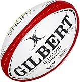 World Rugby Shop X Gilbert G-TR4000 Rugby Ball Size 4 - Durable Rugby Equipment - Triangular Surface Grip - 3 Ply Construction - Red