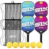 Selkirk Sport SLK Club Pickleball Paddle Bundle | Graphite & Fiberglass Face | SX3 Honeycomb Core | Ultimate Starter Set | 4 Lightweight Paddles | 6 Hybrid+ Pickleballs | 2 Mesh Sling Bags