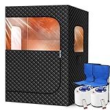 Tehanld 2 Person Portable Steam Sauna for Home, Extra Large Sauna Box, Upgraded 2 Steamer, 2 Foldable Chair & Remote Control