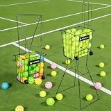 TurboStride Tennis Ball Hopper, Portable Pickleball Ball Holder with Locking Legs, Holds 75 Tennis Balls or 50 Pickleballs, Sturdy Steel for Tennis Training and Teaching