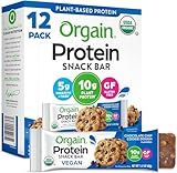 Orgain Organic Vegan Protein Bars, Chocolate Chip Cookie Dough - 10g Plant Based Protein, Low Calorie Healthy Snacks, No Lactose or Soy Ingredients, Gluten Free, Non-GMO - 1.41 Oz (Pack of 12)