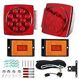 Lcrslitx Submersible LED Trailer Light Kit, IP67 12V DOT Stop Brake Tail Turn Signal Lights with 25ft Wiring Harness, Marine Boat Trailer Lights for Utility RV Truck, Luces para Trailas Under 80"