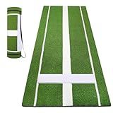 Wemily Premium Softball Pitching Mat - 10' X 3' Indoor/Outdoor Training Aid with Pitching Mound - Ideal for Skill Development & Practice - High Traction, Premium EVA Pitching Mound-Green
