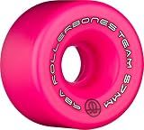 Rollerbones Team Logo 98A Recreational Roller Skate Wheels (Set of 8), Pink, 57mm