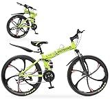 Outroad Folding Mountain Bike Foldable/Unfoldable Bike 26 Inch for Adult, 21-Speed Dual Suspension High-Carbon Steel MTB Foldable Bicycle, Dual Disc Brake Folding Bikes for Men Women