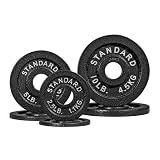 CAP 35lb Mixed Classic Olympic 2-Inch Cast Iron Grip Plates, 6-Pack, Black