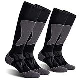 CS CELERSPORT Unisex Wool Ski Socks for Snowboard 2 Pairs,L,Black