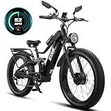 EcoE 9000W Dual Motor Electric Bike for Adults 52MPH 60V32A, 26x4 Fat Tire All Terrain Ebikes, Full Suspension E Bike, SHM 7-Speed Gear Electric Bicycle 9000W-60V