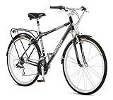 Schwinn Discover Adult Hybrid Bike for Men and Women, 700c Wheels, 21-Speeds, 19-Inch Aluminum Step-Over Frame, Front and Rear Fenders, Rear Cargo Rack, Black