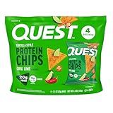 Quest Nutrition Chili Lime Tortilla Style Protein Chips, 20g Protein, 3g Net Carbs, Low Carb, Gluten Free, 1.1 oz (Pack of 4)