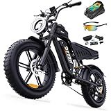 DTTZH F6 1500W Adult Electric Bike, 33MPH Fast E Bikes for Adults Electric, 20" x 4" Fat Tire Ebike, 750W Motor Long Range Electric Mountain Bikes, 48V 15Ah UL 2849 Certified, 60 Miles Range (Black)