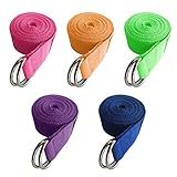 Uheng 5-Pack Yoga Exercise Adjustable Straps 8Ft OR 10Ft with Durable D-Ring for Pilates & Gym Workouts Yoga Fitness | Hold Poses, Stretch, Improve Flexibility & Maintain Balance