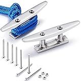 Boat Cleat Open Base Boat Cleat, Dock Cleat All 316 Stainless Steel Boat Mooring Accessories, Include Installation Accessories Screws (5 inch-2PCS)