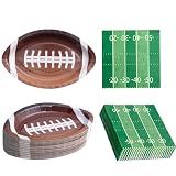 Winoo Design 48PCS Football Plates and Npakins Party Supplies - Serves 24 - Football Decorations Decor Football Game Day Birthday Party Favor
