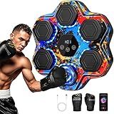 Music Boxing Machine, Smart Bluetooth Boxing Machine with Gloves, Wall Mounted Music Punching Trainer for Kids Adult, LED Electronic Boxing Workout Target with 9 Modes & 9 Speeds
