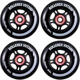 Rollerex VXT500 Inline Skate Wheels – 4-Pack (Optional Bearings, Spacers and Washers) - Durable Replacement Roller Blade Wheels for Indoor & Outdoor Skating (90mm, Steel Black)