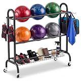 Sosation Bowling Ball Rack, 3 Tier Rolling Bowling Ball Stand Holds 6 Balls