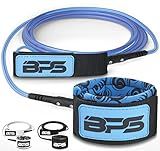 BPS 'Storm' 7.2mm Surfboard Leash - 7ft Premium Leg Rope - Stainless Steel Swivels Triple Rail Saver - SUP Paddle Boarding Surfboarding Straight Leashes with Hidden Key Pocket (Koru Dark Blue)