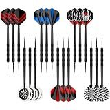 Accmor Metal Tip Darts, Steel Tip Darts, 14 Grams Professional Metal Darts, Darts Metal Tip Set, Metal Darts for Dartboard, 18 pcs ﻿