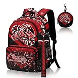 GZZSYO Cheer Backpack for Cheerleader Women, Red and Black Cheerleading Backpack with Coin Purse, Travel Gym Bag Gift for Cheer Team