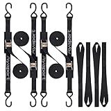 Ayaport Cam Buckle Tie Down Straps 6 feet 2200lbs Break Strength Securing Straps with S Hooks for Motorcycle, Kayak, Car, Truck, Dirt Bike, Pack of 4