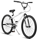 cubsala 24 Inch BMX Race Bike Trident Bicycles Beginner-Level to Advanced Riders with 2 Pegs Trick Cycling and Professional Riding, White