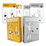 ELAORY Bodyweight & Dumbbell Workout Cards - 100 Large 5"x3.5" Exercise Cards with 24 Strength Moves, Home & Gym Fitness Cards for Men & Women, Beginner Fitness Guide