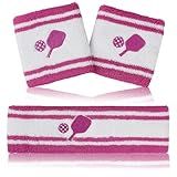 KOFULL Pickleball Sweat Band Set, Pink, 7.1 x 2 inches (Headband), 3.14 x 3.14 inches (Wristbands), Cotton, Unisex, Great Gift for Athletes and Sports Enthusiasts
