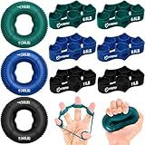 FitBeast Hand Grip Strengthener, Finger Exerciser, Forearm Strengthener Kit - 9 Pack, Targeted Hand & Forearm Strength, Relief & Recovery Kit (Deep Blue)