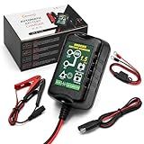 6V 12V 1.5A Battery Charger Automatic battery Maintainer trickle charger 4 stages for Auto Car Motorcycle Lawn Mower Boat Motorcycle Snowmobile with RV ATV SUV AGM CELL WET Batteries