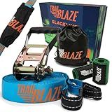 Complete Ninja Slackline Kit - 60ft Long Slack Line for Backyard for Kids & Adults with Ratchet Straps, Wider Tree Protectors - Slackline Kit for Ninja Warrior Obstacle Course for Kids Outdoor Playset