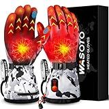 Heated Gloves for Arthritis Raynaud Men Women with 7.4V 22.2WH Rechargeable Battery Waterproof Heated Ski Gloves Cricket Batting Gloves for Motorcycle Working Hunting Hiking Camping Walking(M White)