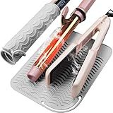 Heysam Silicone Heat Mat for Hair Tools with Flat Iron Hair Straightener and Hair Iron Mat, Travel Mat Pouch for Vanity, Heat Resistant Mat Tools Sleeve Pad and Travel Case, 9"x 6.5", Grey, 1 Piece