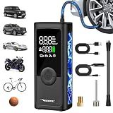 VEEAPE Tiny Pump Mini Bike Tire Pump - Max 120PSI Portable Electric Bicycle Air Pump with Auto Stop - Bicycle Inflator with Presta and Schrader Valve for E-Bikes & Various Bicycles Car Tire Air Pump