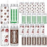 Honeydak 24 Pcs 14.2 oz Football Plastic Cups with Lids and Straws 2026 Senior Night Gift Reusable Football Cups for Birthday Sports Themed Party Supplies Party Favors