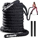 Brobantle Battle Rope 1.5 Inch Diameter,Black 30FT Exercise Workout Ropes for Home Gym Heavy Weighted Training Rope for Working Out
