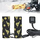 KEMIMOTO 12V Motorcycle Heated Grip with 3 Gear Temperature, Universal for Waterproof Winter Hand Grip Pads Inserts Electronic Handlebar Heater Fits ATV
