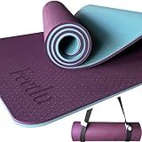Feetlu Extra Thick Exercise Yoga Mat with Strap - 2/5 Inch (10MM), Non-Slip Workout Mat for Yoga, Pilates, and Floor Exercises(DK. PL/BGY)