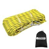 NewDoar 3/8in(10mm) Marine Braided Dock Rope with Hook - Heavy Duty Polyester Mooring/Towing/Anchor Line for Boat, Yacht,PWC- Pre-Spliced Stainless Steel Hook Yellow-30M