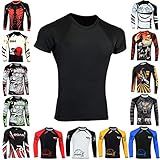 Roar BJJ Rash Guards MMA Grappling Jiu Jitsu Training No Gi Fight Wear Mens Compression Shirts (Simple Black, Large)