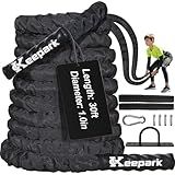 Battle Ropes for Home Gym 1 Inch Diameter 30FT Length Workout Rope Exercise Rope Training Ropes with Protective Sleeve for Kids Men Women Exercise Fitness & Strength Training