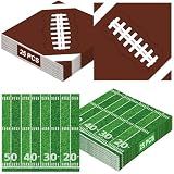 50 PCS Football Party Supplies, 6.5 Inches Football Napkins with 2 Styles, Disposable Paper Napkins Theme Napkins for Game Day Touchdown Birthday Party Decorations