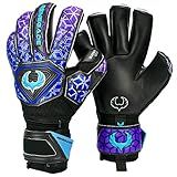 Renegade GK Vortex Strom Goalie Gloves | 3.5+3mm Hyper Grip & 4mm Duratek | Black, Purple, & Blue Soccer Goalkeeper Gloves (Size 6, Youth, Kids, Roll Cut, Level 3)