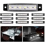 Nilight 10PCS 3.8" 6LED White LED Indicator Light Truck Camper Side Marker Clearance Lights for Marine Boat Stern Yacht Kayak Sailboat Trailer Bus RV