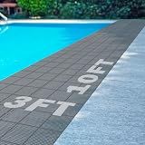 Tondiamo Pool Mats Non Slip Drainage Floor Pool Deck Mats,3X 10 Ft,Grey