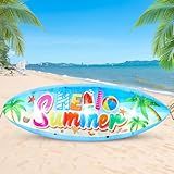 Eyourlife 5 FT Hello Summer Surfboard Inflatable, Outdoor Blow Up Yard Decoration with Built-in 3 LED Lights, Summer Luau Party Decorations for Pool Holiday Garden Lawn Patio Tropical Beach