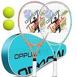 OPPUM Kids Tennis Rackets 16/21/23/25 Inch - Lightweight Junior Racket Set for Boys & Girls Ages 3-11 (Choose Size/Color)