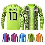 ORYG Kids Goalkeeper Jersey Custom Padded Goalie Shirt Personalized Soccer Keeper Uniform for Men Youth with Name Number Logo Neon Green