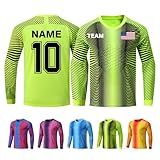 ORYG Kids Goalkeeper Jersey Custom Padded Goalie Shirt Personalized Soccer Keeper Uniform for Men Youth with Name Number Logo Neon Green